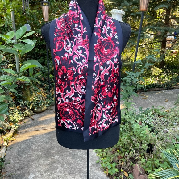 Silk scarf rectangular double sided -2 layer, rose print - Picture 1 of 6